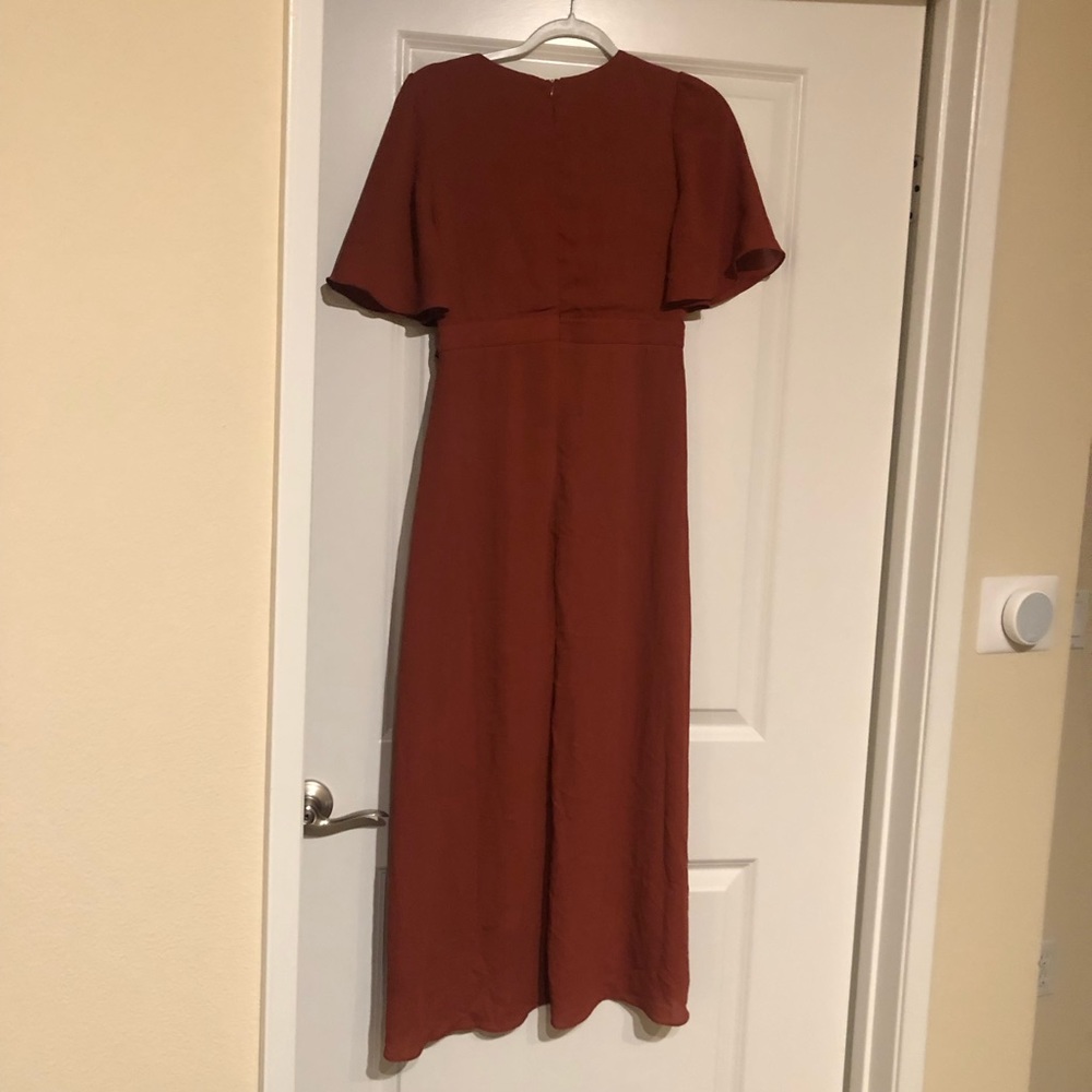 Burnt orange faux tie dress - Picture 2 of 7